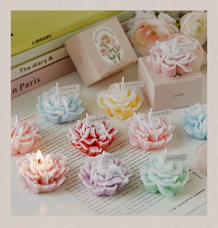 Bougies Artisanales en Forme de Fleurs – Élégance et Nature