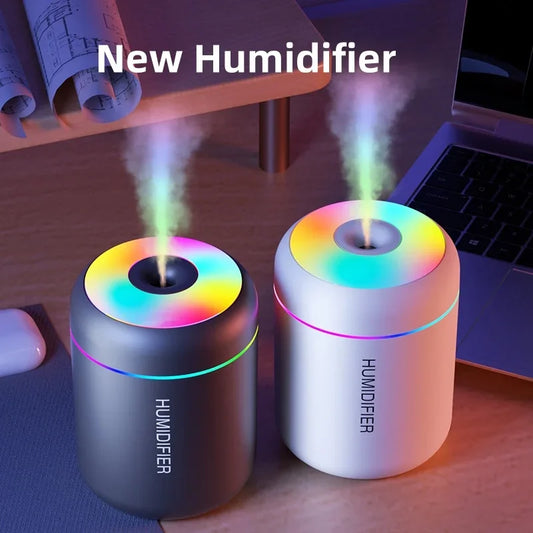 Mini humidificateur blanc d'ambiance avec éclairage LED – Idéal pour la maison ou le bureau